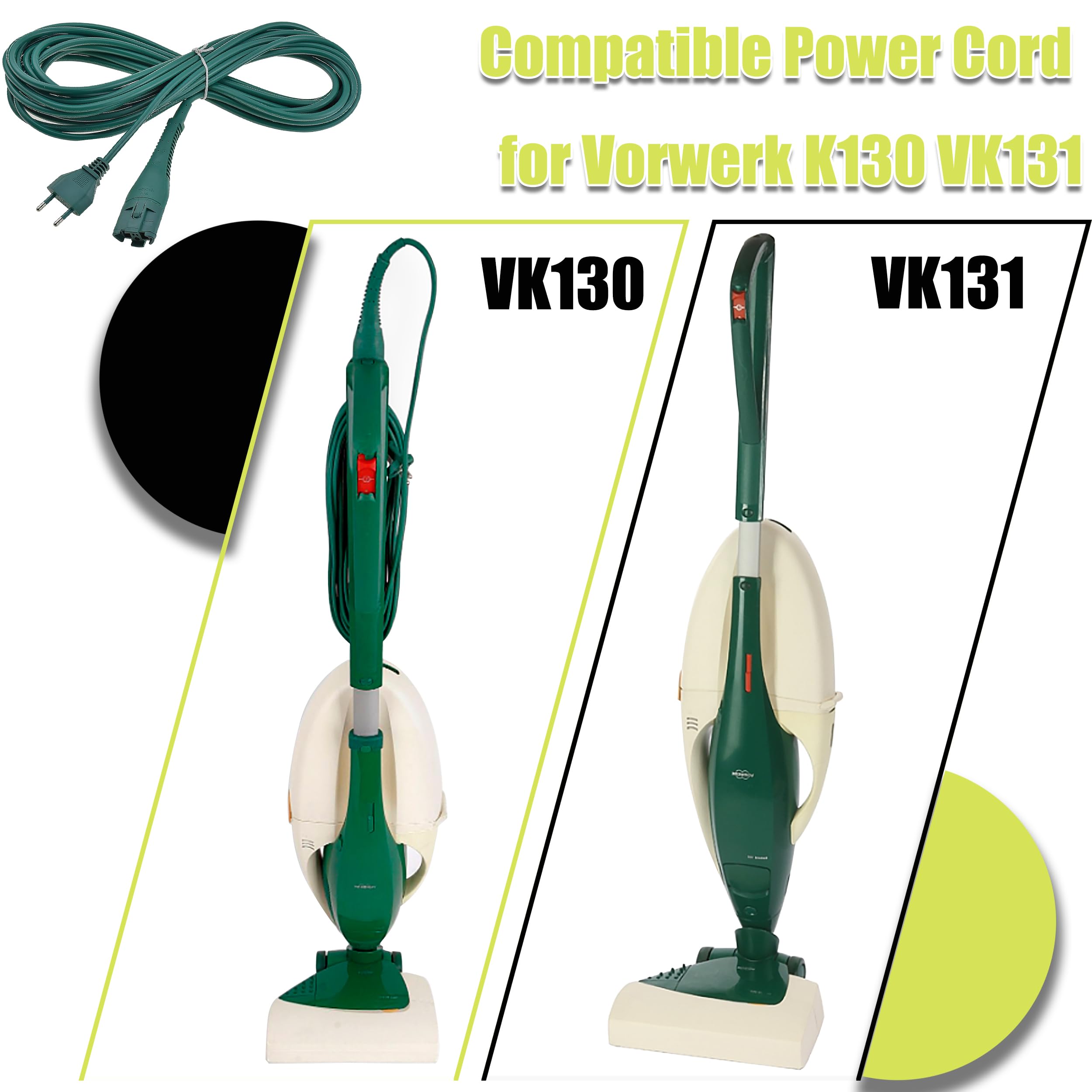 Arcets Cavo per Folletto VK130 VK131 Filo Prolunga Alimentazione Elettrico -10 Metri