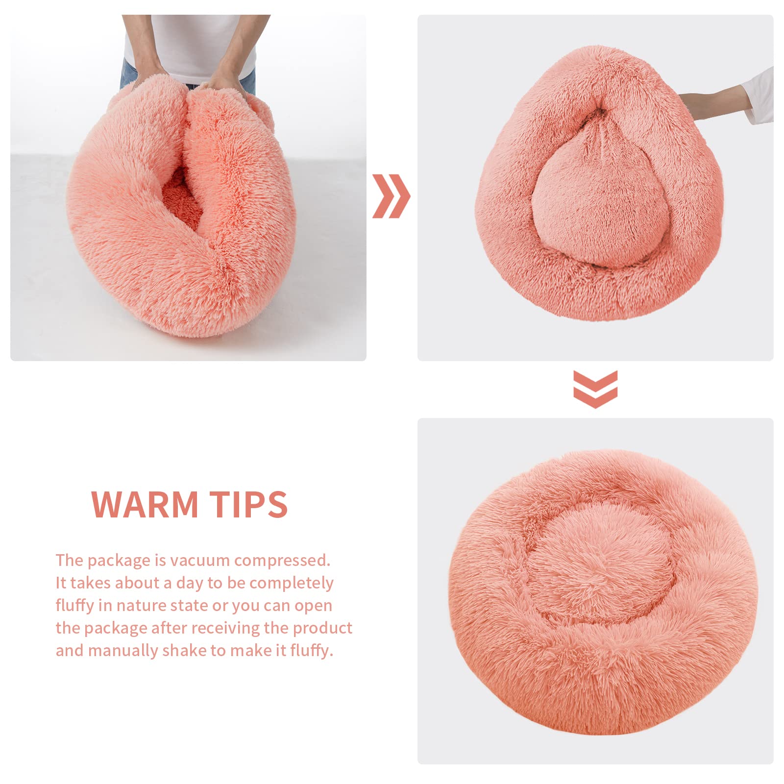 YOJOGEE Small Cat Bed for Indoor Cats Self-Warming Donut Kitty Bed for Small Cats Keeping Warm Washable Pet bed with Anti Slip Base - Image 4