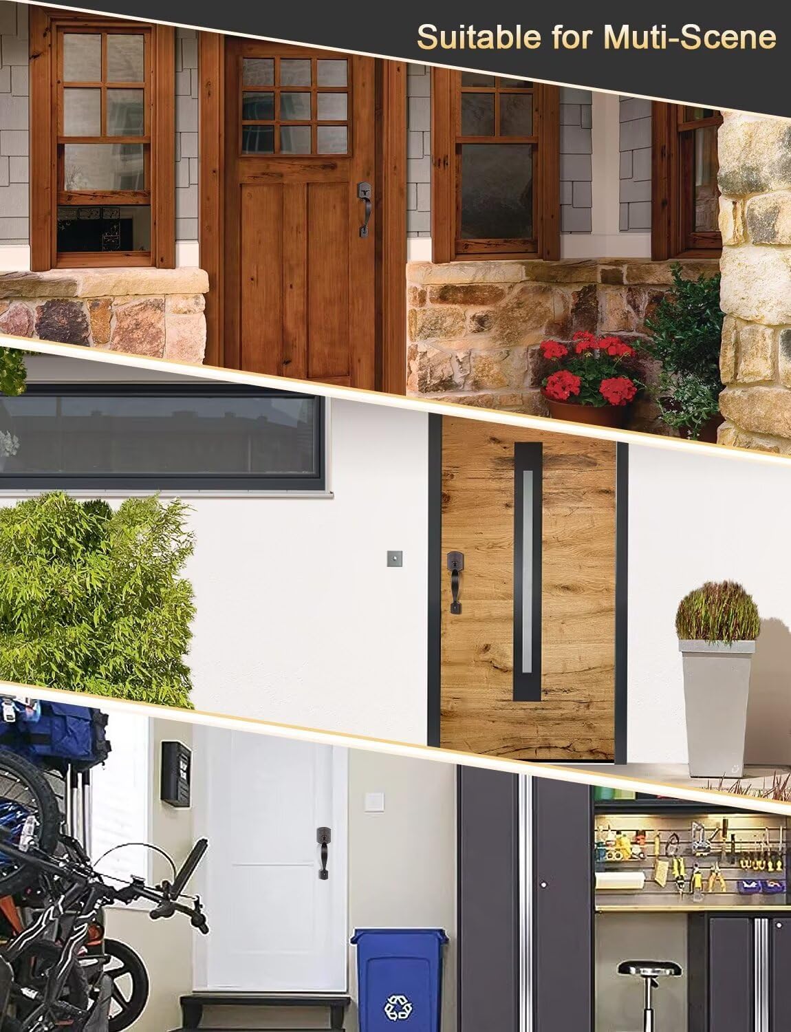 Camelot Trim Lower Half Handleset, Oil Rubbed Bronze Finish, Upgated Entry Door Handle with Accent Wave Door Lever for Electronic Keypad with Drop Interior Left Handed Lever