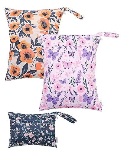 Miniatura 140 de ALVABABY 2 bolsas de pañales de tela para ropa húmeda, reutilizables con dos bolsillos con cremallera, para viajes, playa, piscina, guardería, 01