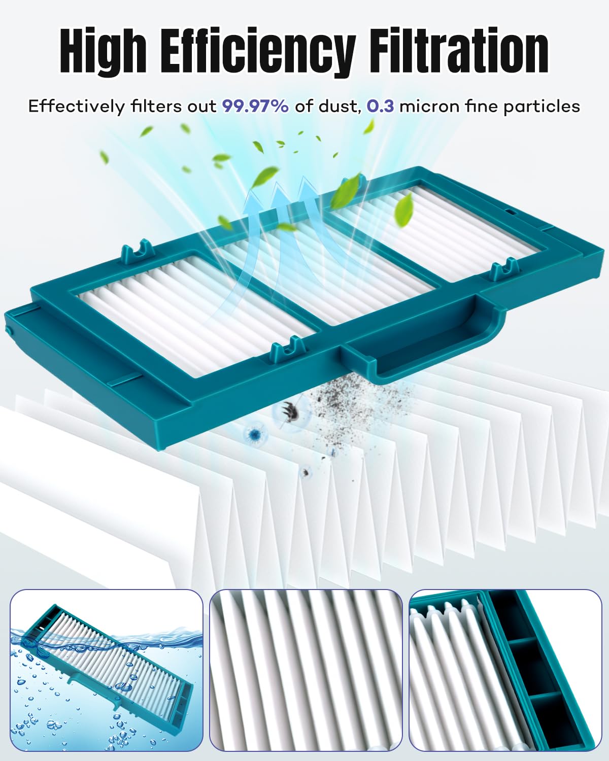 Chuancheng 16 accesorios para aspiradora Dyson Spot+ Scrub AI, robot aspirador húmedo y seco, pieza de repuesto con 2 cepillos de rodillo, 2 trapeadores de rodillo, 4 filtros HEPA, 8 cepillos
