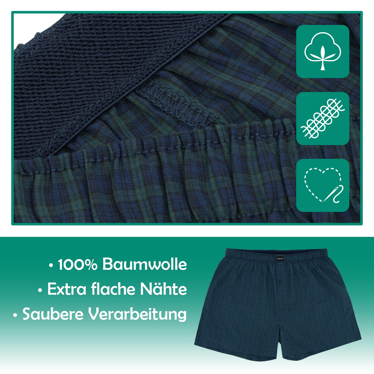 Gomati Pack de 6 calzoncillos tipo bóxer para hombre, tipo bóxer, estilo americano