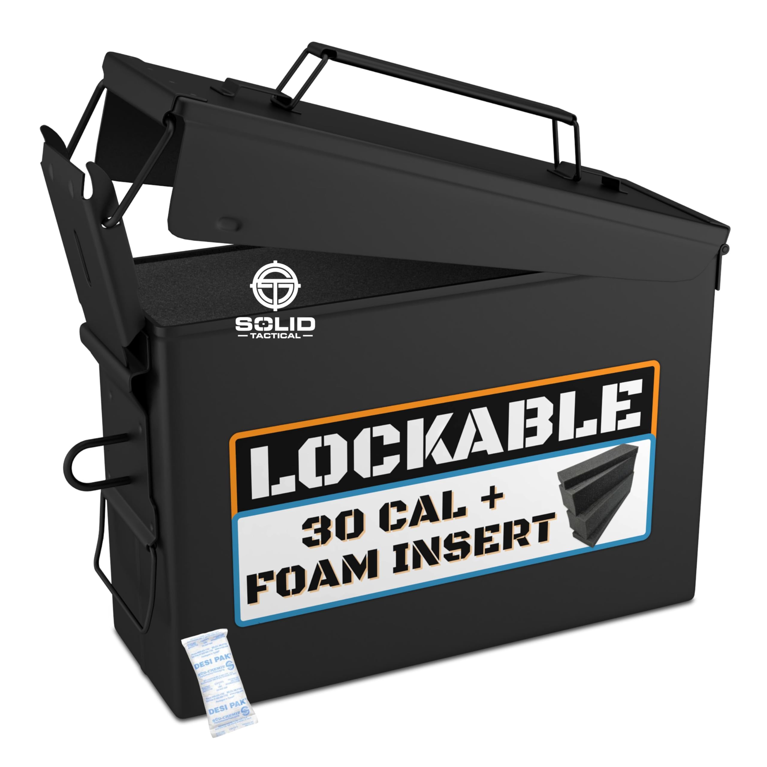 Lockable Metal Ammo Storage Box - Military & Army Steel Ammo Can for Ammunition Storage - Waterproof Ammo Crate Utility Box