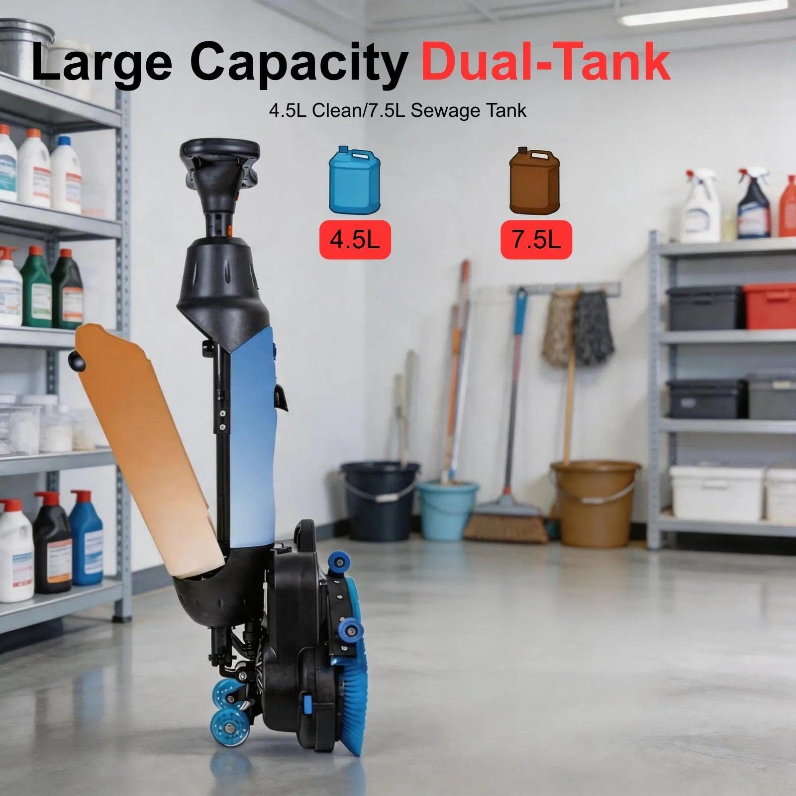 Máquina Fregadora de Suelos Comercial, Limpiador Inalámbrico de 350 RPM, Cabezal Giratorio de 360° y Doble Cepillo, 120 Min de Autonomía para Suelos de Vinilo, Hormigón y Vinilo de Lujo White
