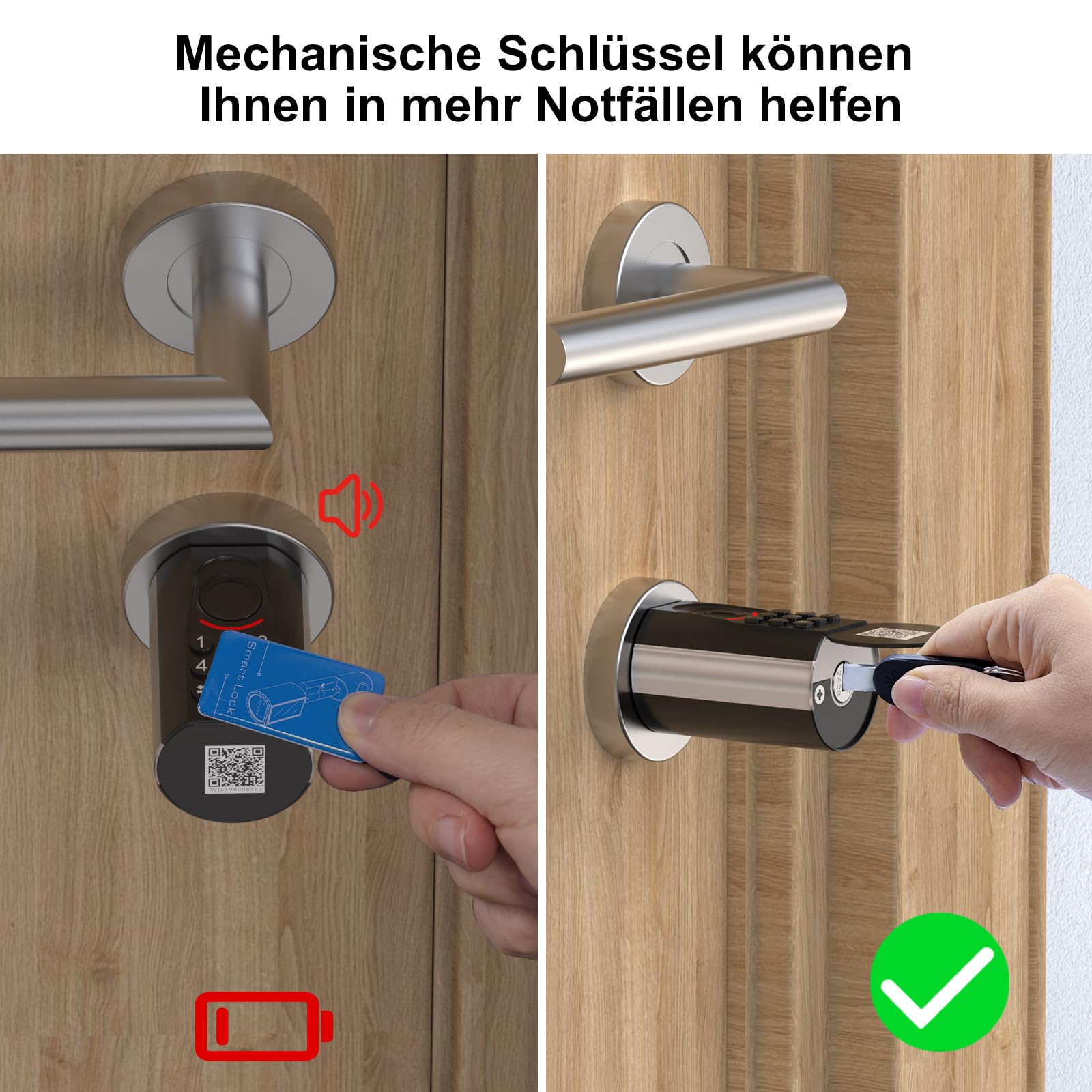 WELOCK U71 Fingerabdruck Passwort Türschloss mit Schlüssel für EU-Profiltür | Elektronisches Türschloss Code mit App und Karte, Zahlencode Türschloss Verstellbarer, Smart Lock für 60-90mm tür