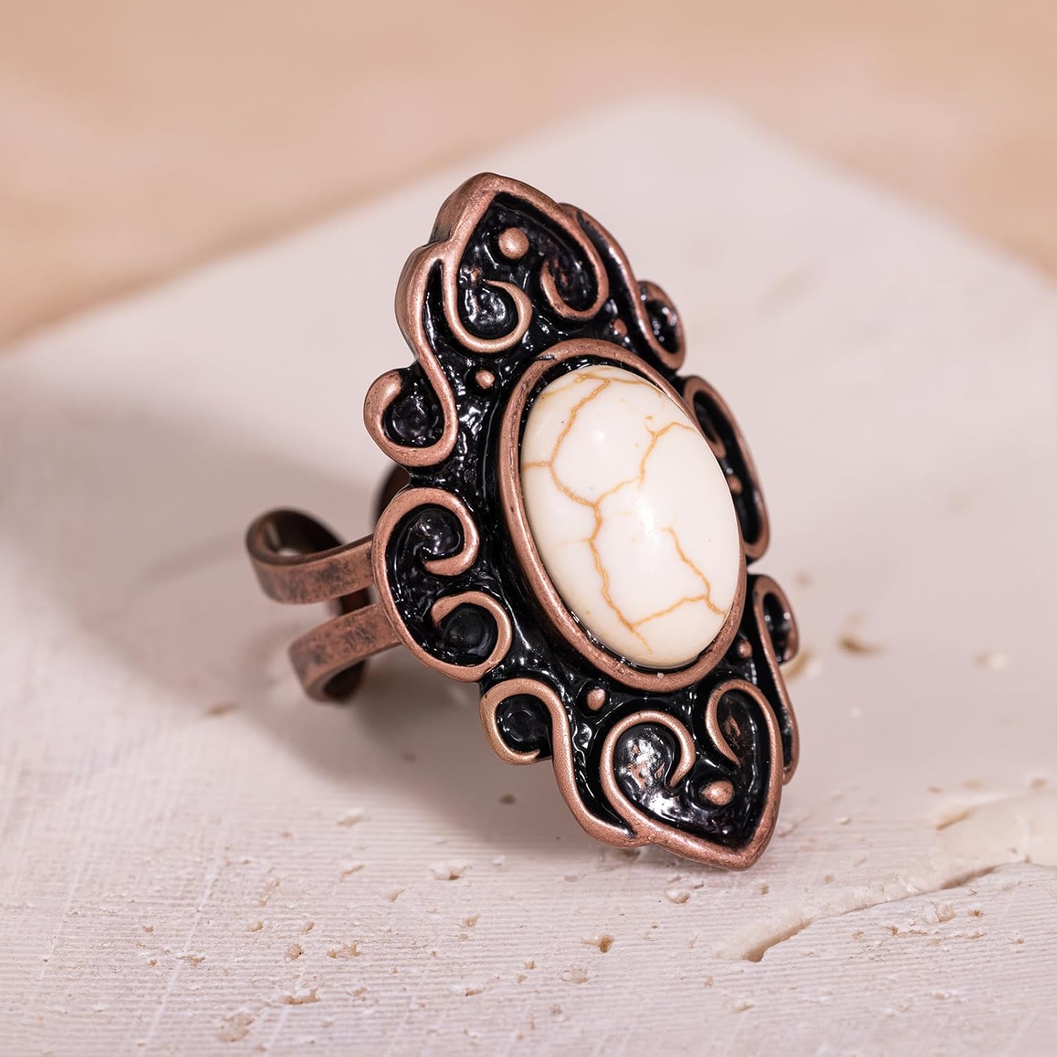 Montana West Rustic Couture's Bohemian Turquoise Cuff Ring for Women Cowgirl - Image 8