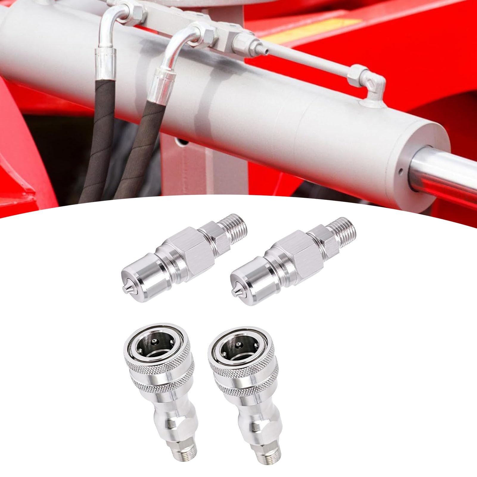 Fabater Szybkozłączki Hydrauliczne M14 do M16, 2 Szt | Pasuje do minikoparki , wymiana adaptera szybkozłącza ze stali nierdzewnej za pomocą taśmy uszczelniającej