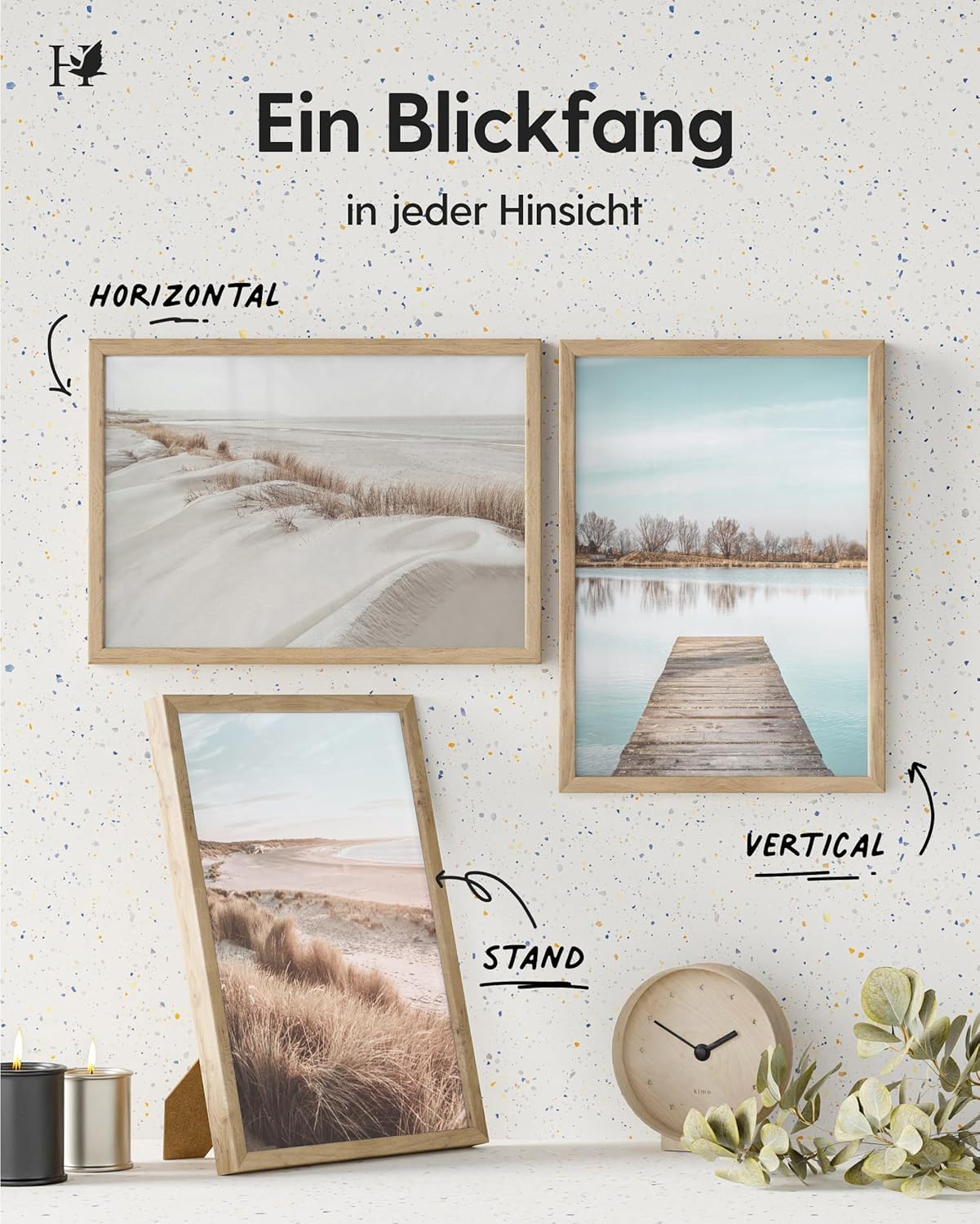 Heimlich® Opakowanie podwójne (2 sztuki) Dąbowa ramka na zdjęcia DIN A4 Drewno | Ramka na zdjęcia 21 x 29,7 cm (8,3 x 11,7 cala) dąb z nietłukącym się szkłem z plexi | Drewniana ramka na zdjęcia