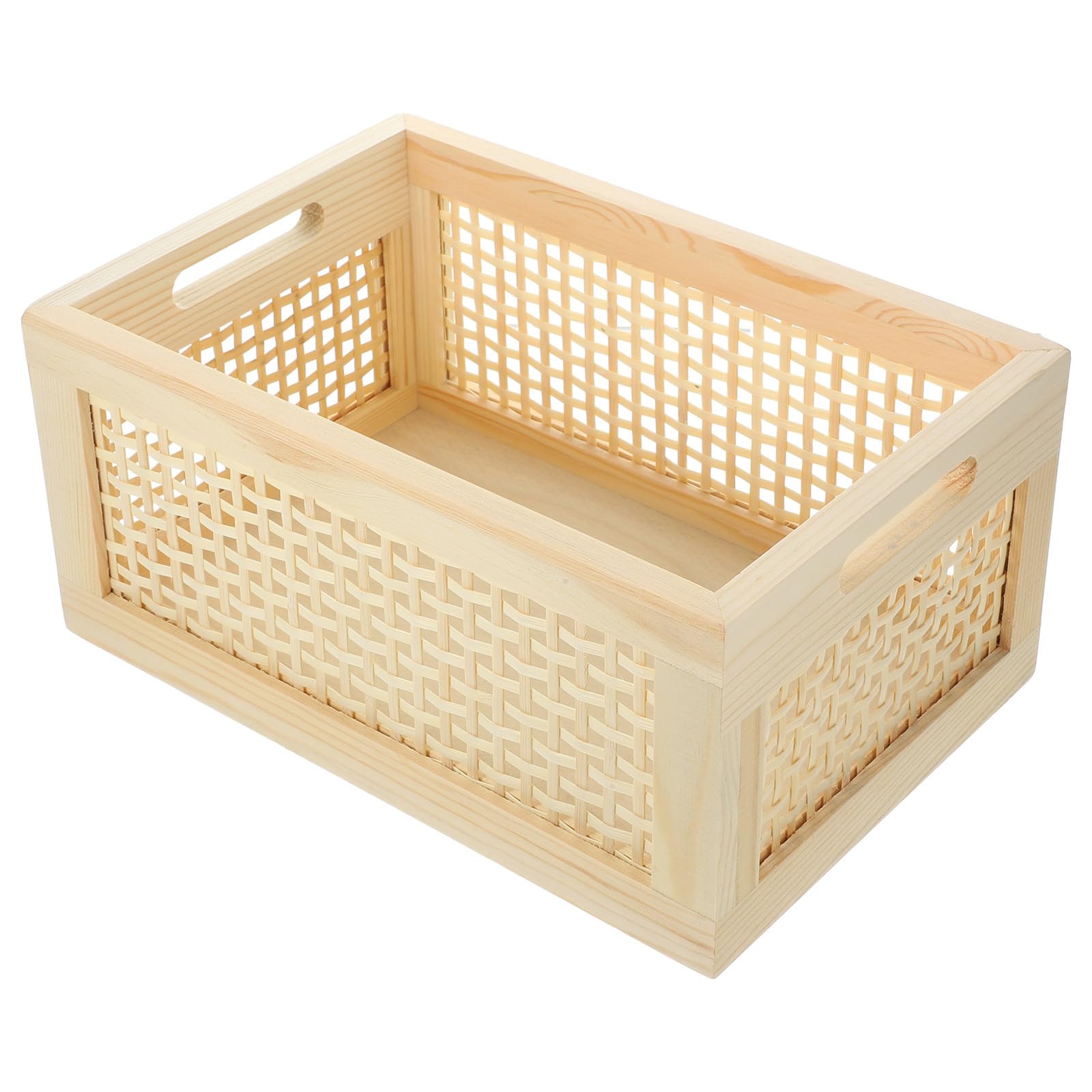 Panier tressé en bois contre le désordre de bureau grande capacité