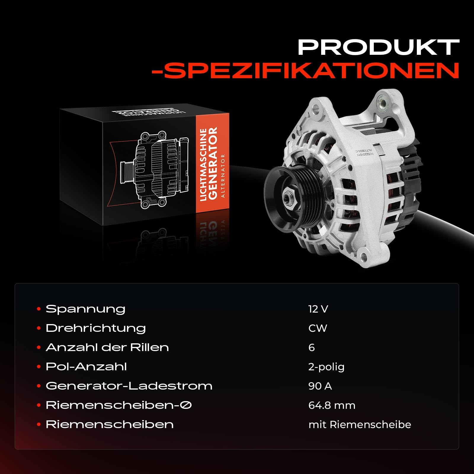 Frankberg Lichtmaschine Generator Kompatibel mit A4 8D2 B5 1.6L-2.8L 1995-2001 Superb I 3U4 1.8L-2.8L 2001-2008 P.a.s.s.a.t 3B2 1.6L-2.8L 1998-2000 A6 4B2 C5 Replace# 078903016G
