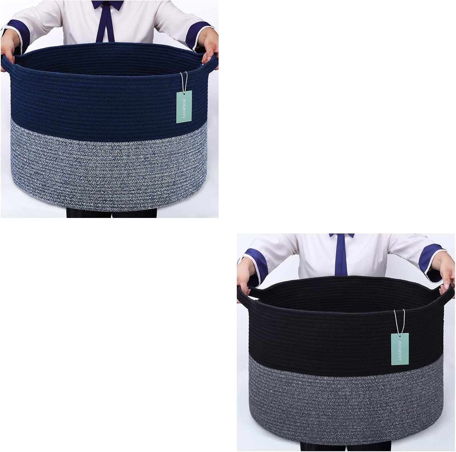 2 Pack Extra Large Blanket Basket 87L, Laundry Hamper, Baby Nursery Hamper, Large Laundry Basket For Girls Boys, Cotton Rope Basket, Clothes Basket Laundry, 22”x 14”