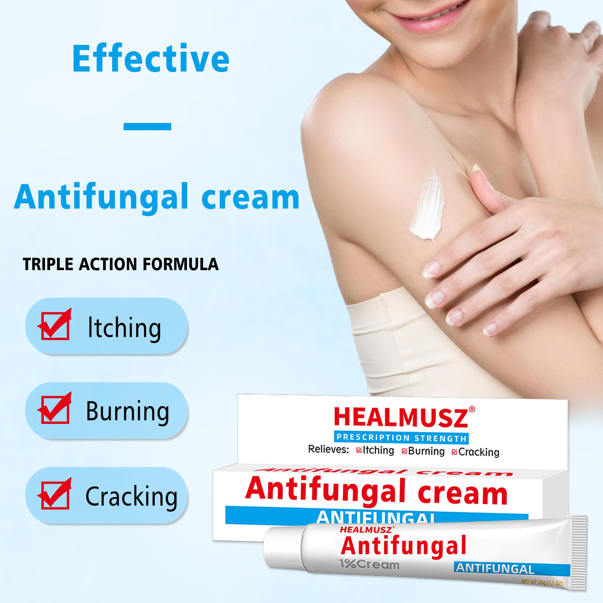 Crème antifongique pied et peau, soin quotidien pour la peau sujette à la mycose pied, 30g