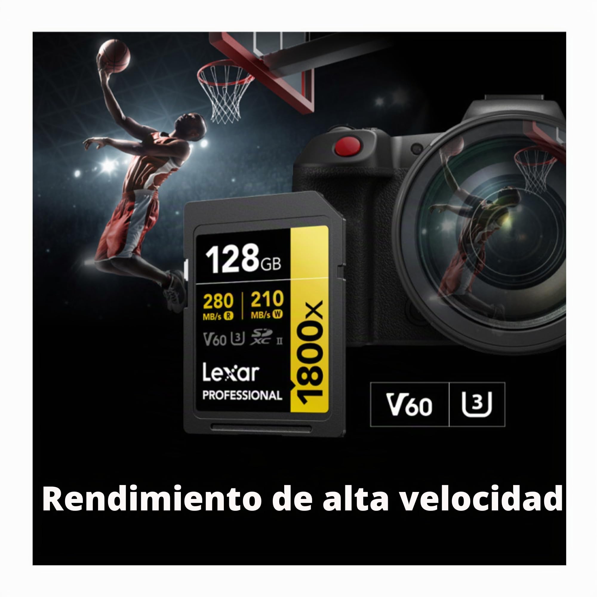 Lexar Tarjeta de memoria SDXC profesional 1800x UHS-II de 128 GB (serie dorada)