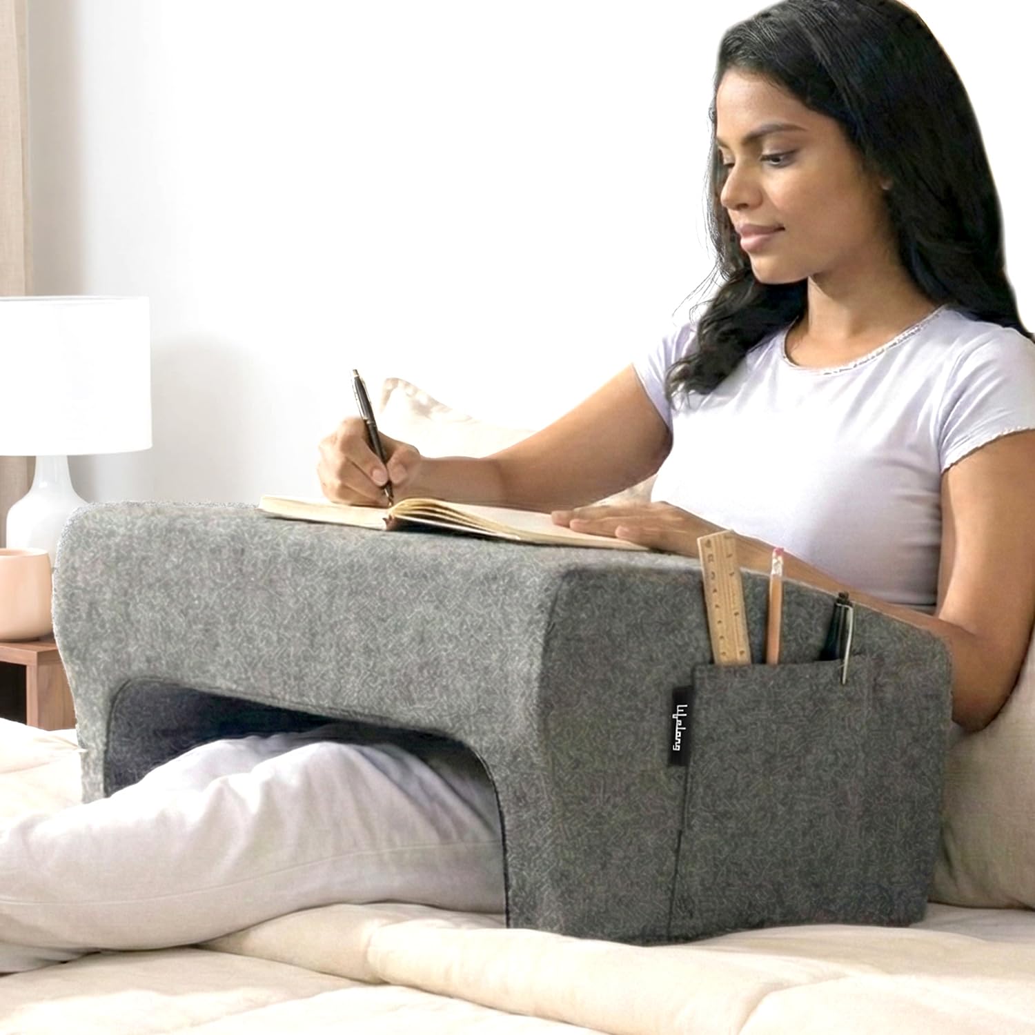Lifelong Lap Desk Foam Pillow with Comfort Cushioning | Laptop Desk for Sofa, Bed & Floor | Ergonomic Computer Table with Arm Rest | Portable Work Desk for Study, Writing, Reading & Gaming (LLEDP09)-image-36