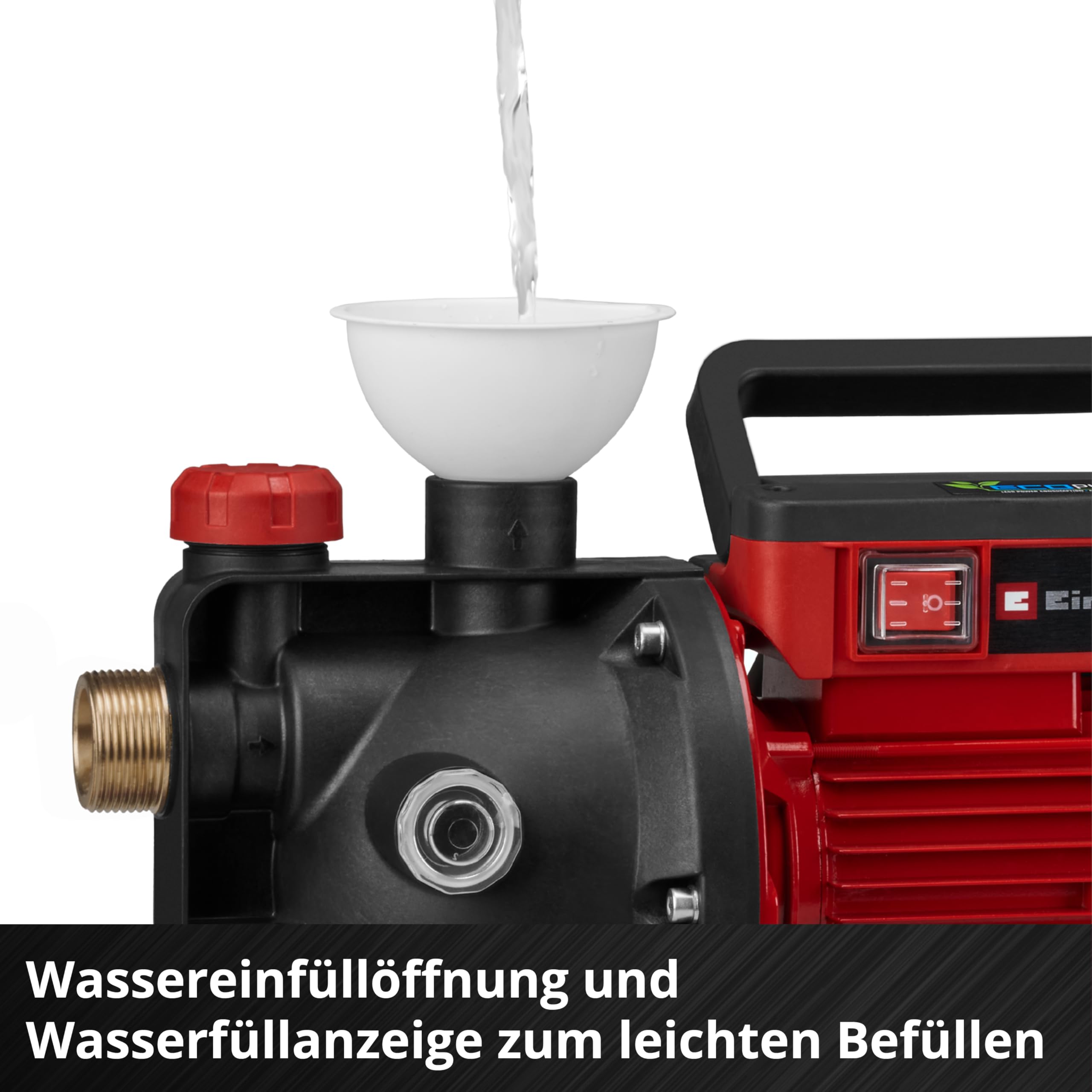 Einhell Gartenpumpe GC-GP 6050 ECO PLUS (max. 5000 L/h Fördermenge, max. 40 m Förderhöhe, ECO PLUS Technologie, Wasserablassschraube, inkl. Universaladapter 33,3 mm)