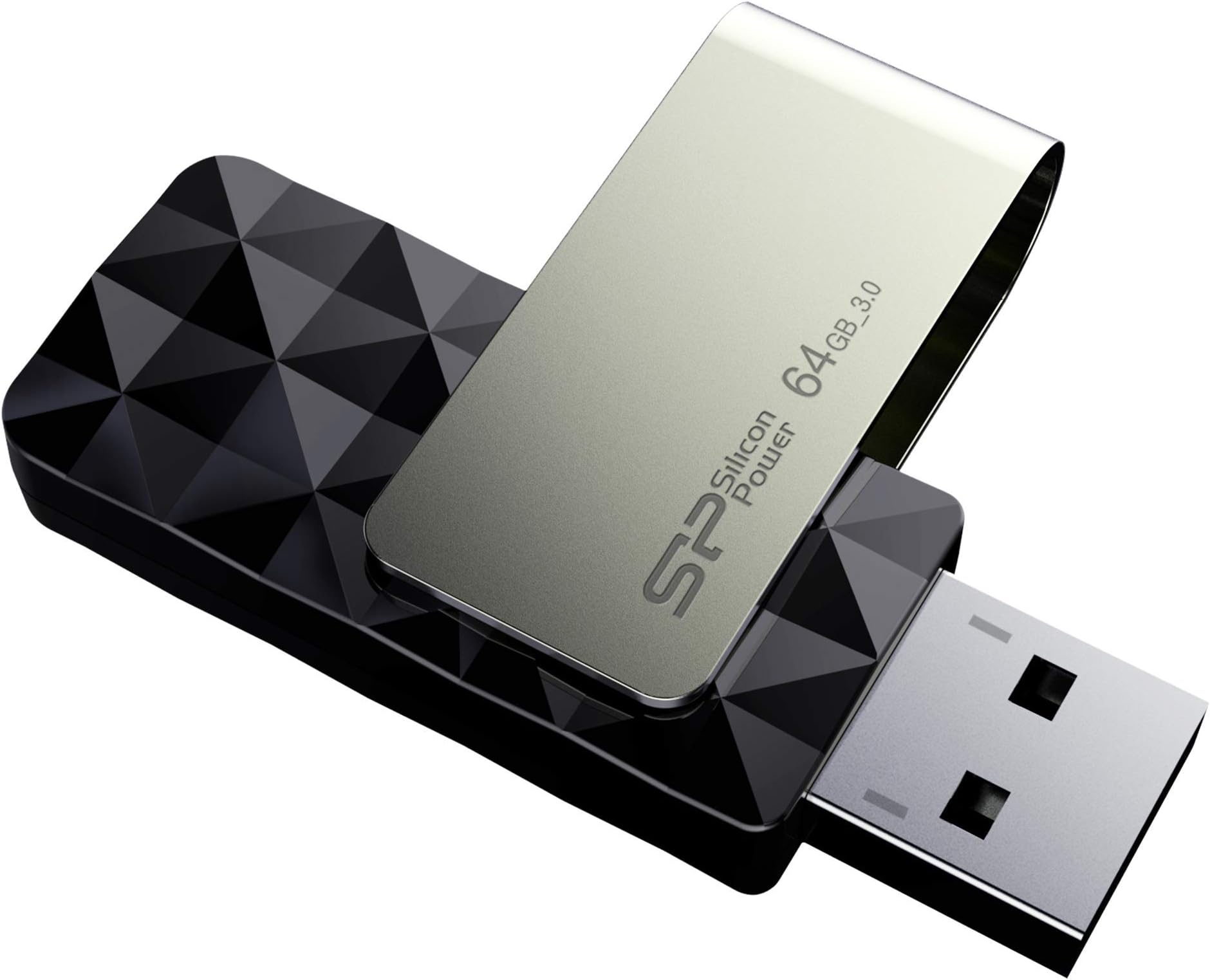 Silicon Power 64GB USB 3.0 Flash Drive with Capless Swivel Design, USB 3.2 Gen 1 USB 2.0 Thumb Drive Pen Drive Memory Stick - Blaze B30 Series
