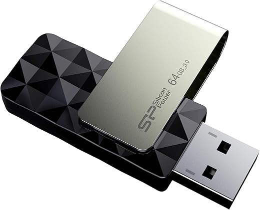 SP Silicon Power 64GB USB 3.0 Flash Drive with Capless Swivel Design, USB 3.2 Gen 1 USB 2.0 Thumb Drive Pen Drive Memory Stick, Blaze B30 Series