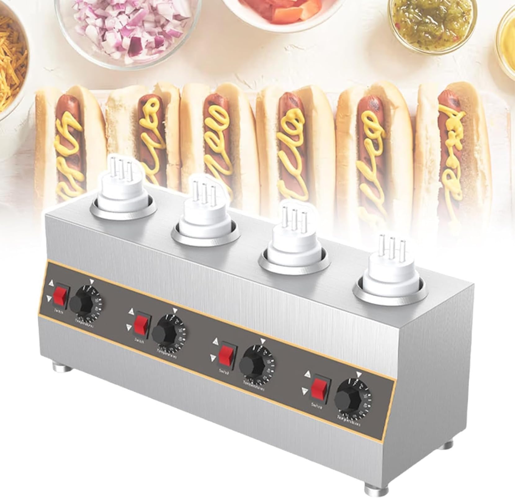Dispensador de queso caliente con temperatura regulable de 30 a 85 °C para buffets