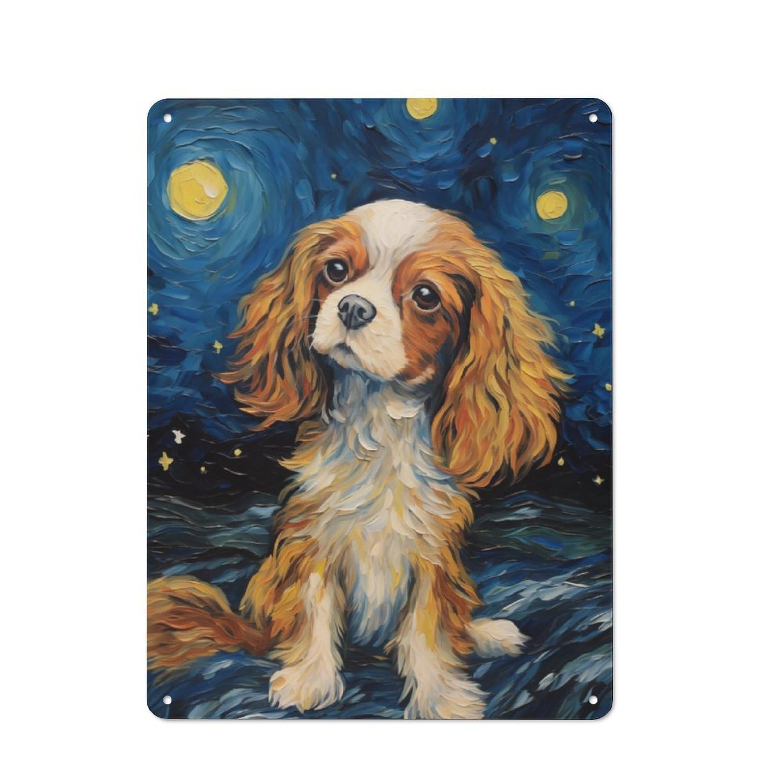 Junmoney Cavalier Charles Spaniel For Lounge Or Reading Corner, Retro Metal Plaque 40X30cm, For Vintage Wall Decor Fans, For Metal Sign Collectors