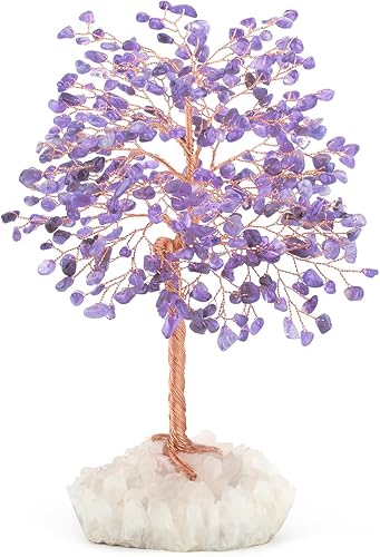 Miniatura 7 de MASGEMES Árbol de la vida con piedras preciosas, citrino natural con base de cuarzo transparente de fila, cristales curativos de chakras, energía