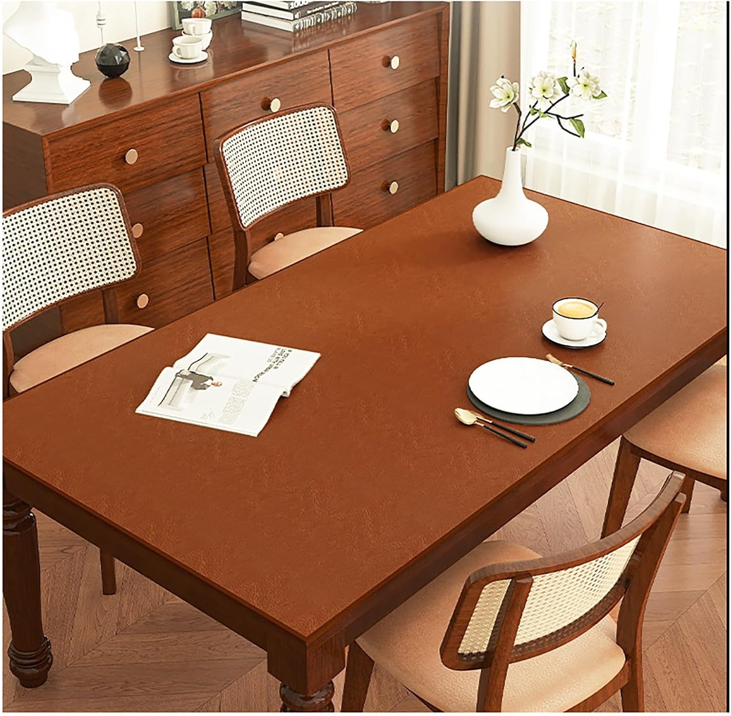 Waterproof Leather Table Runner, Heat Resistant, Easy to Clean Table Runner for Dining Table Coffee Table Living Room Decor(90x150cm/35.4x59.1in)