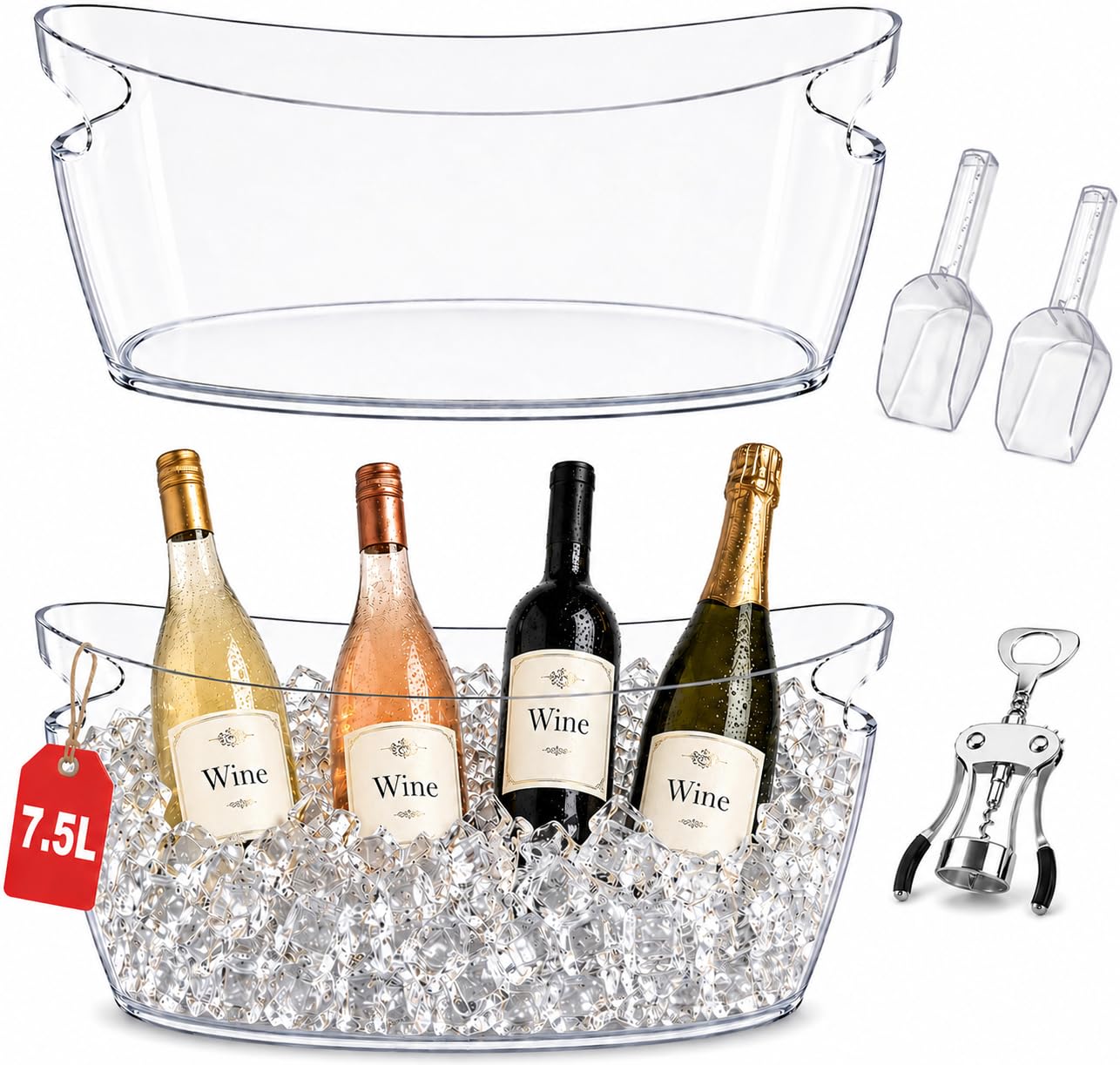 Large Ice Buckets - Party Set with Bottle Opener -8