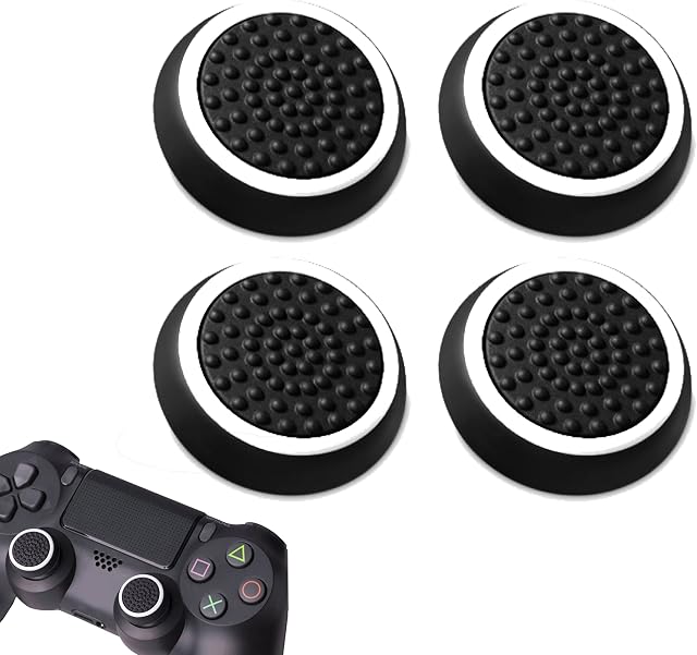 4 Pro Thumb Grips Caps compatible with PS4 & PS5 Joystick Controller (White)