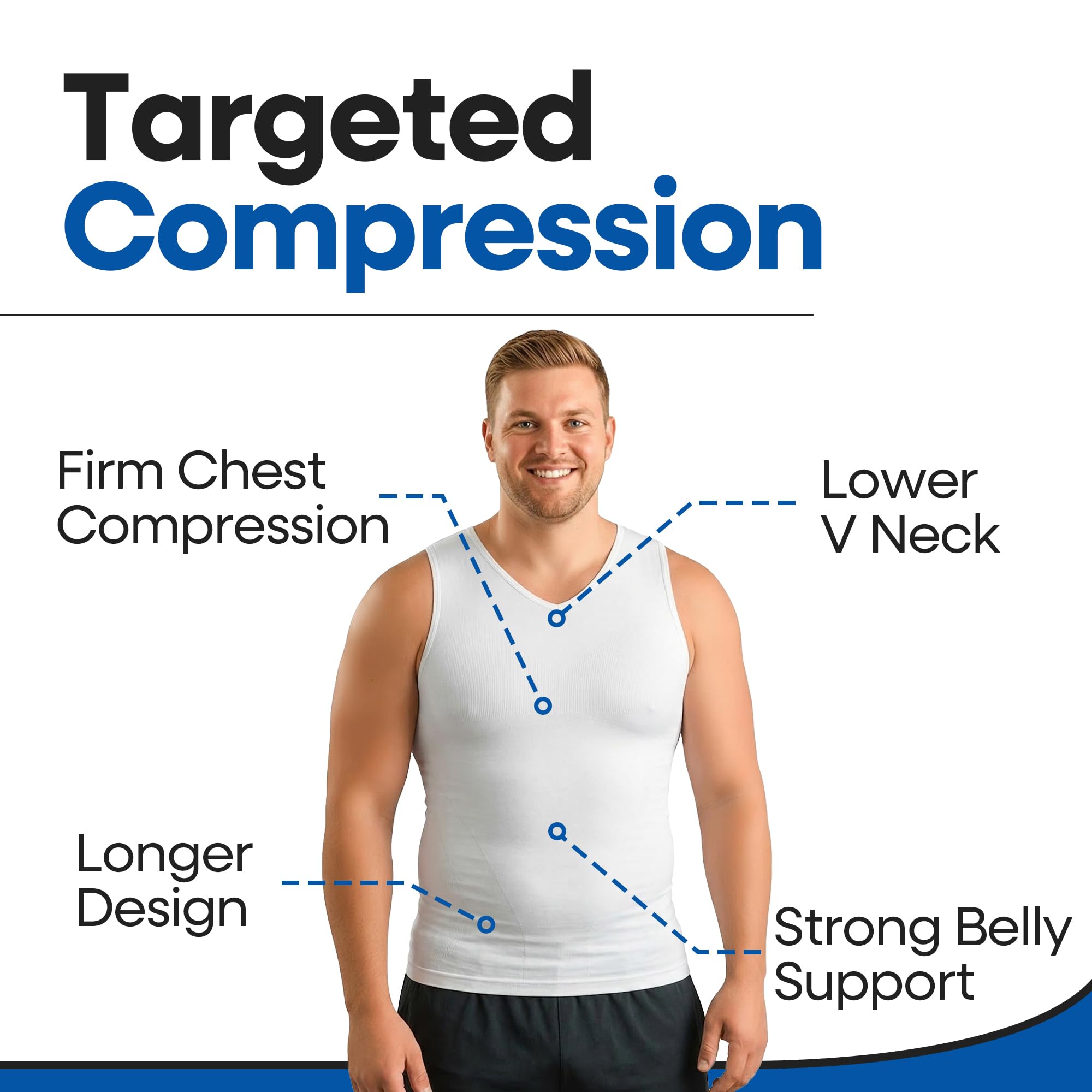Mens Compression Shirt Slimming Shapewear | V Neck Gynecomastia Compression Shirts for Men | Body Shaper Undershirt Tank Top - 5