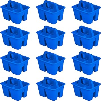 Storex Mini Classroom Caddy, Multipurpose Classroom Organizer with Handle, Blue, 12-Pack 01062U12C