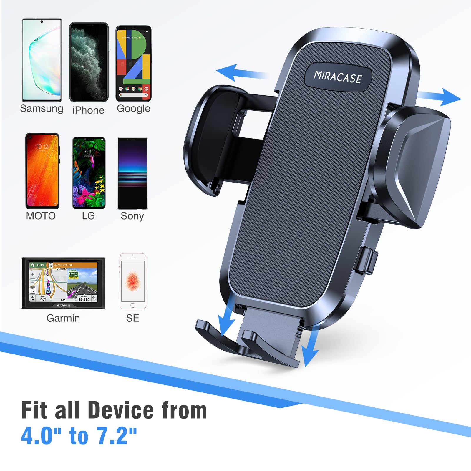 Miracase Supporto universale per telefono da auto, girevole e regolabile, a collo d'oca, compatibile con iPhone, Samsung, Google e altri smartphone