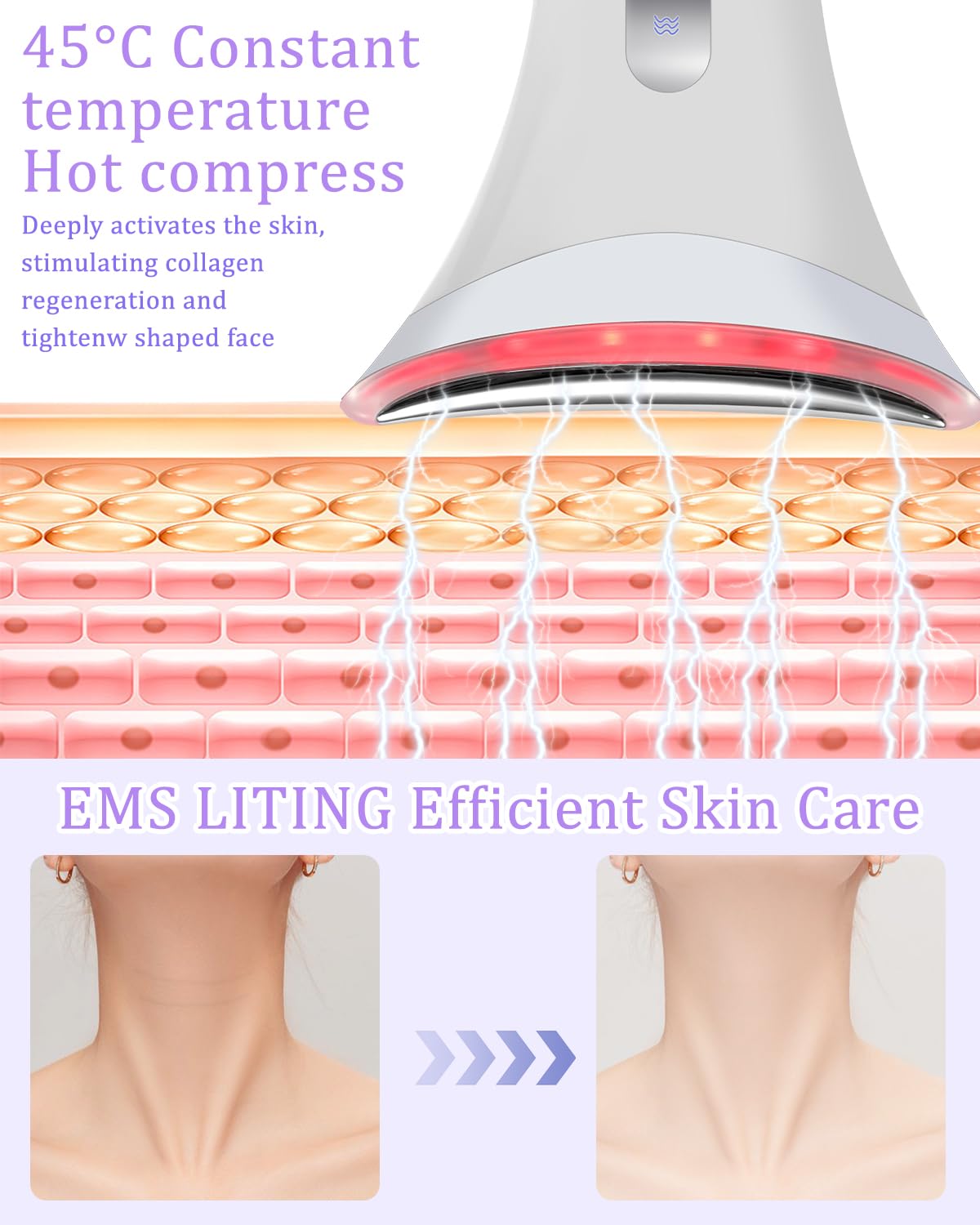 Gesichtsmassagegert Gegen Falten, 45C EMS Gert Gesicht im Vibrations  modus, V Face Beauty Meter Gesichtsgert, Gesicht Schnheit Gert mit 3  Modi, fr Hautstraffung Lifting, Verbesserung, Straffung : Amazon.de:  Kosmetik
