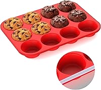 Vista 1 de Silicone Muffin Pan for Baking: 12 Cup Muffin Pan with Metal Reinforced Frame, Regular Size Cupcake Egg Bites Molds for Baking, BPA Free Silicone