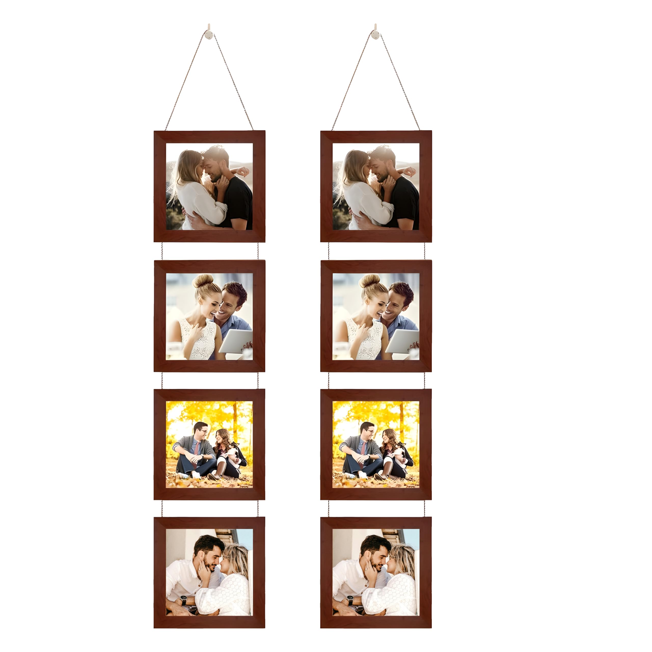 Art Street Photo Frame For Wall Set Wall Hanging Picture, Photo Frame For Home and Office Decoration (Set of 8, 5x5 Inch - Brown)