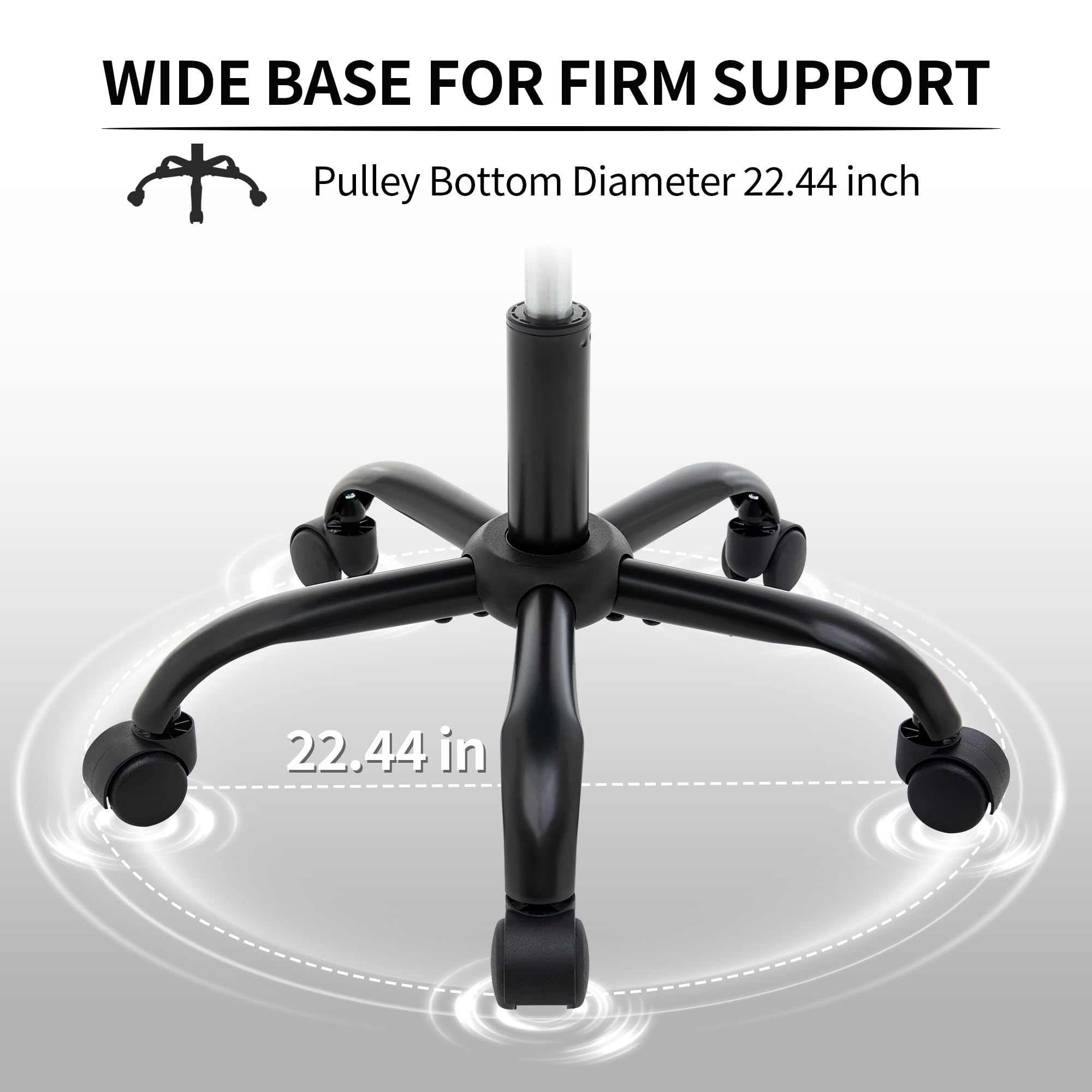 FIRAVOE Vnity stołek z kółkami (krzesło i mały stolik w jednym) (regulowane krzesło do tatuażu 52,5 cm - 62,5 cm), szary stołek na biurko z miejscem do przechowywania