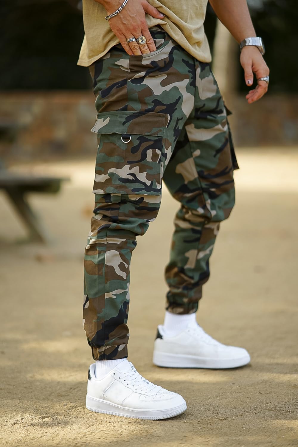 GINGTTO Mens Cargo Jogger Pants Slim Fit Stretch Zipper Pockets Thick Cotton Pants for Men - Image 3