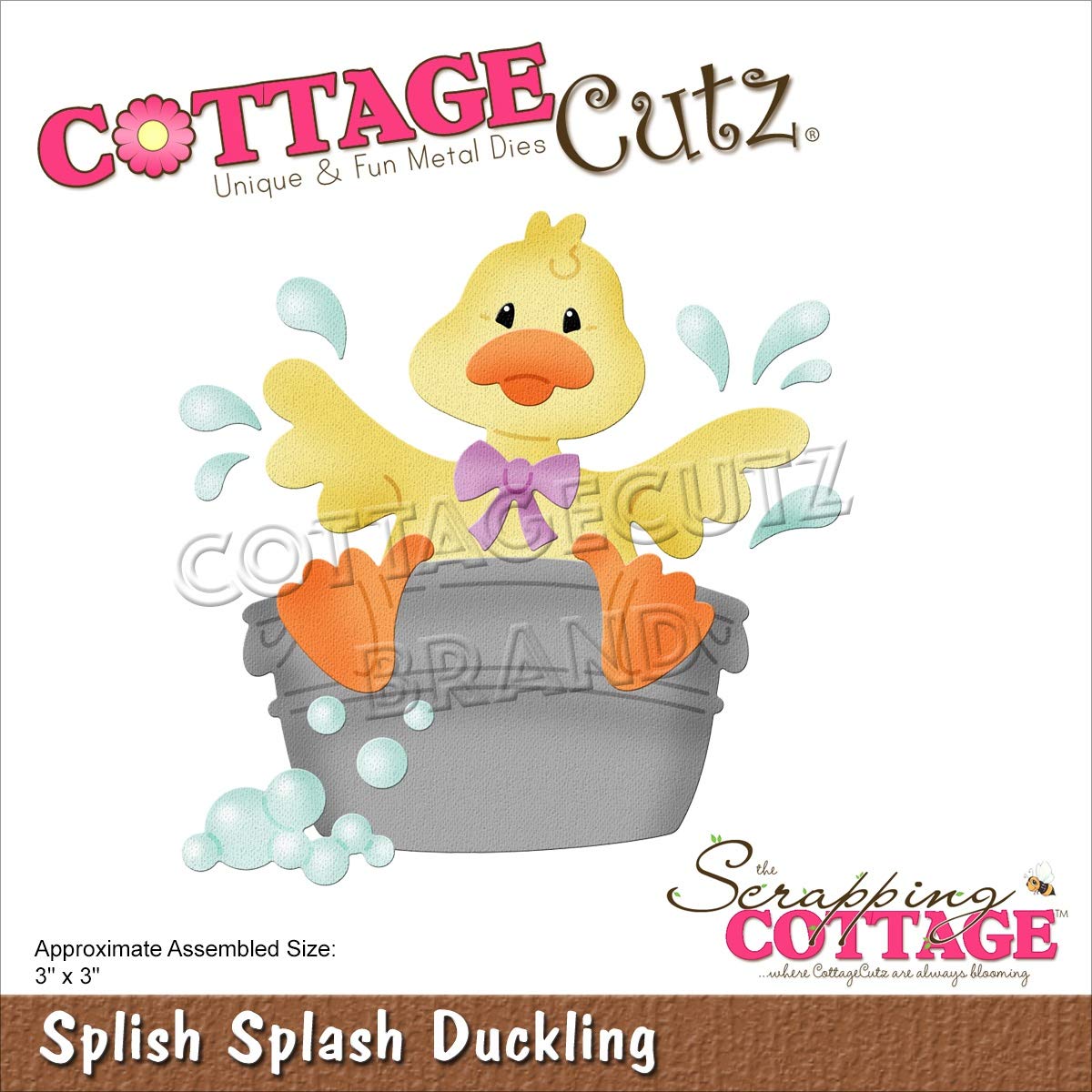 SCRAPPING COTTAGE INC CC-728 Cottagecutz Stanzform Splsh Ente, Splish Splash Duckling 7,6 x 7,6 cm, Einheitsgröße