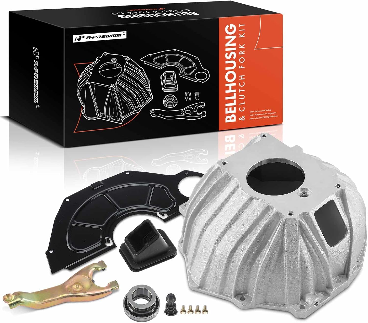 A-Premium 11 inch Bell Housing Clutch Kit Bellhousing Kit Compatible with Chevrolet Malibu 1964-1967 Impala 1959-1985 Monte Carlo Camaro Caprice Corvette Chevy II Chevelle Bel Air Manual Trans