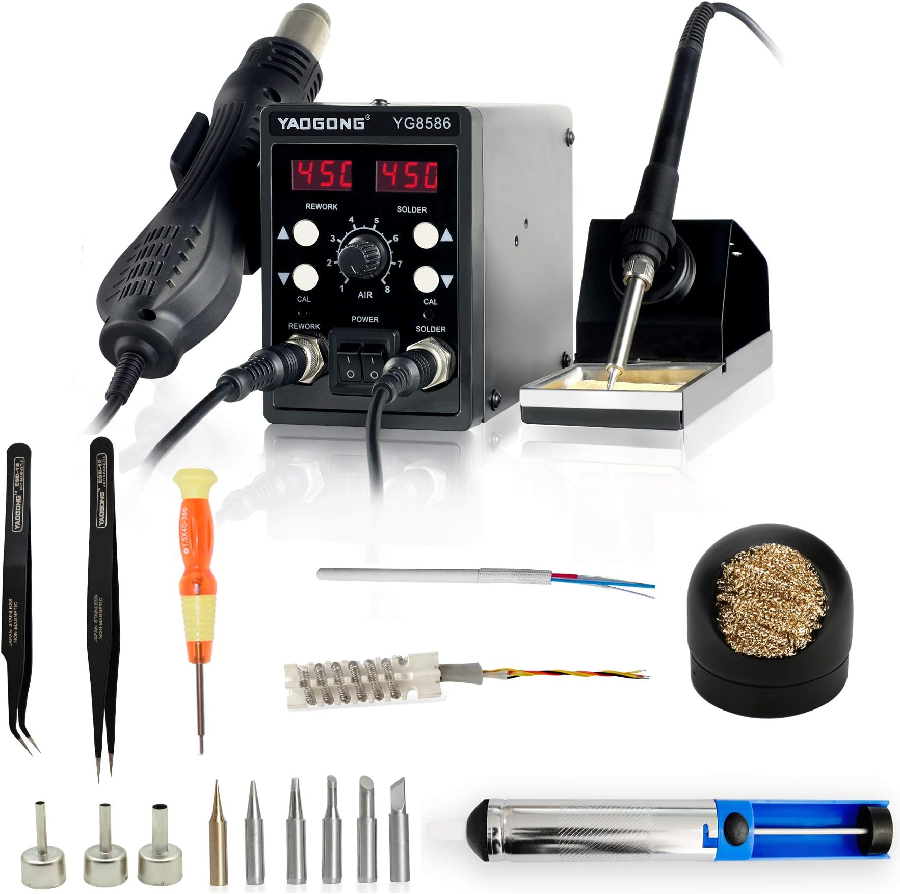 Automatic 2 In 1 Hot Air SMD Digital Rework Soldering Station Mobile Phone Repair Tools Set…