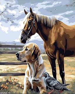 WUIVCTR Paint by Numbers Kits for Adults Beginners Farm Animals Horse Dog Bird Digital Oil Paint by Number for Adults Canvas for Home Wall Decoration and Gifts 16x20 inch