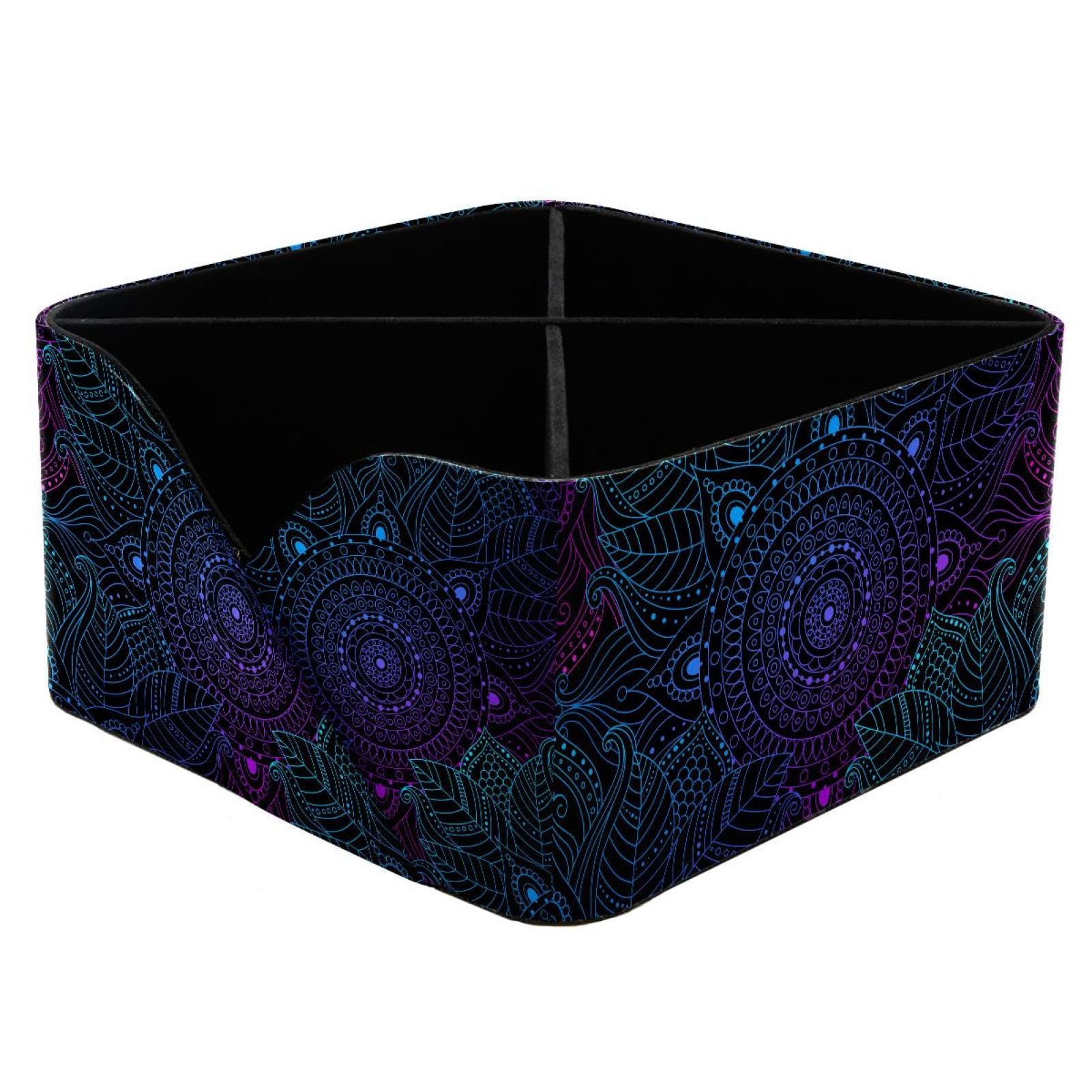 KengjuTesu Oriental Arabesque Pattern Desktop Organizer Pen Holder, Rectangular Pencil Cup for Office, Study and Makeup Stations