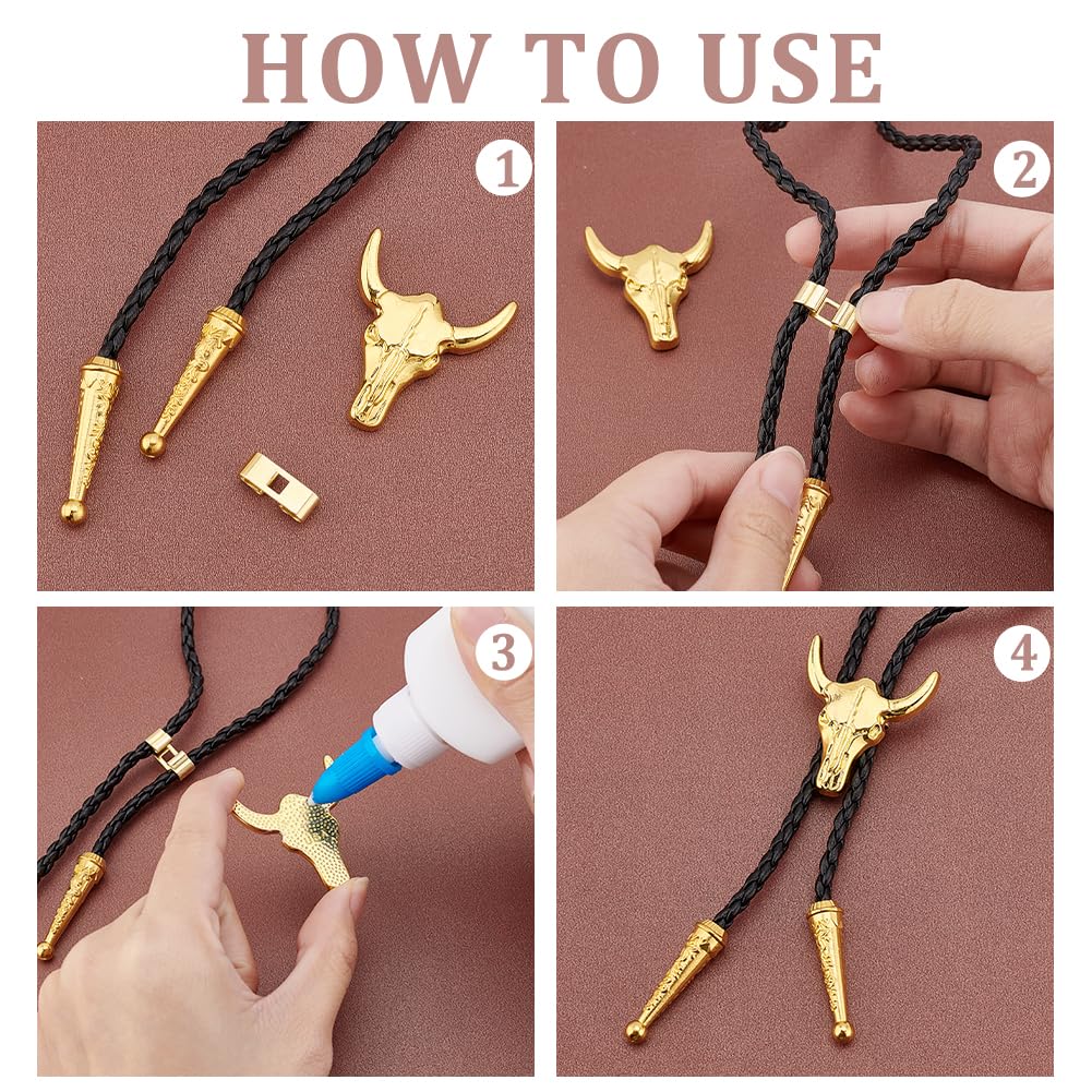 PH PandaHall 120pcs 3 Styles Bolo Tie Kit Bolo Tie Slide Clasps Brass Bolo Tie Findings Bolo Tie Making Supplies Bolo Cap Replacement Accessories Slider Clasps for Jewelry Making Golden 0.65