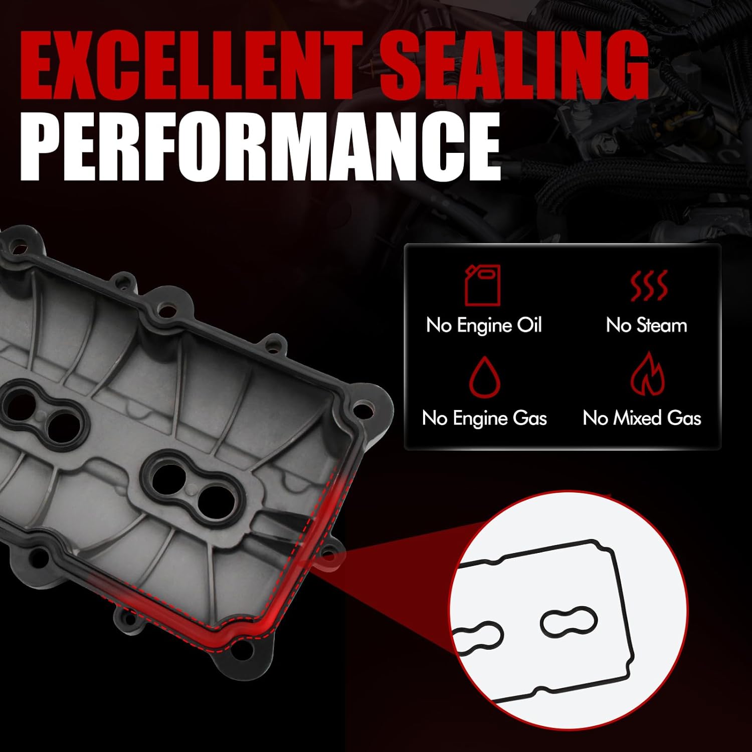 MITZONE Aluminum Valve Cover Compatible with 2011-2023 Jeep Dodge RAM Chrysler 5.7L 6.4L Vehicles - 300 Charger Challenger Durango 1500 2500 3500 Grand Cherokee Commander Replace 53022085AD