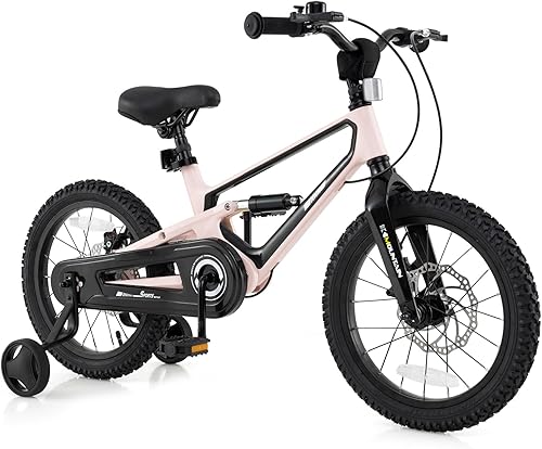 Miniatura 12 de BABY JOY Bicicleta para niños, bicicleta deportiva de aleación ligera de 16 pulgadas con frenos de disco dual, ruedas de entrenamiento, suspensión