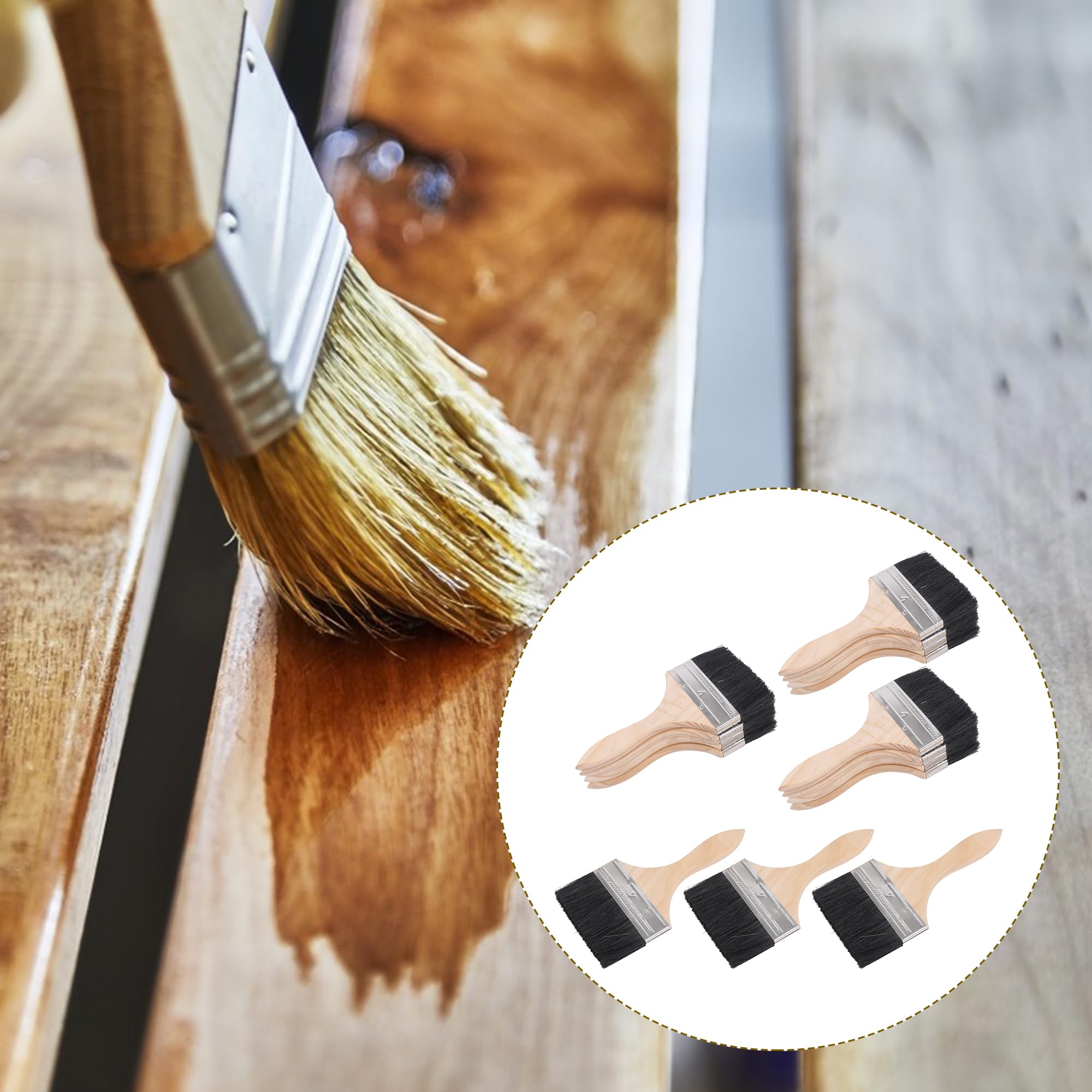 Pinceles de cerdas negras con mango fino para decoraciones de 10 cm, paquete de 15