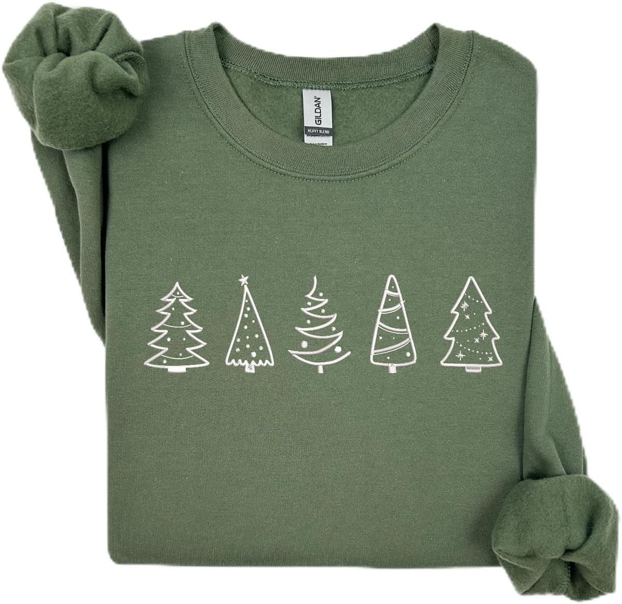 Embroidered Christmas Sweatshirt Holiday Pullover Cozy Winter Embroidery Sweater for Men & Women