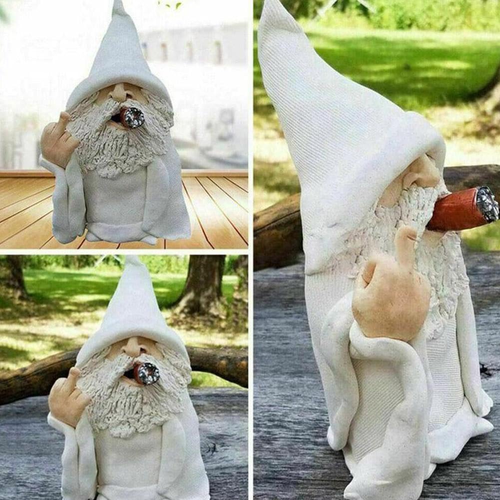 FOUTP Nain De Jardin Doigt D'honneur - Statue De Gnomes Go Away Ornements De Pelouse De Jardin Drôle, Décorations Intérieures Ou Extérieures