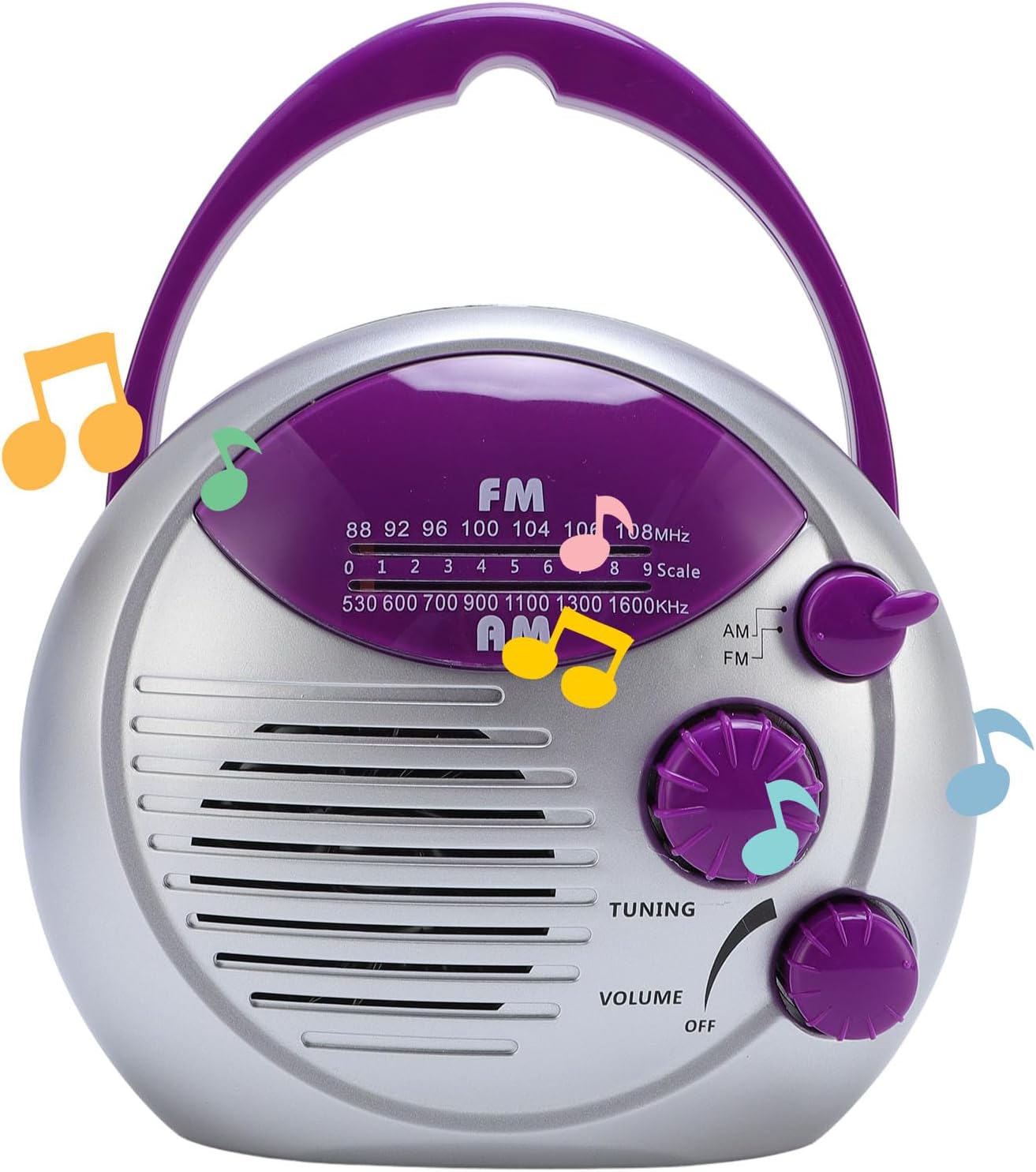 IPX4 Water Proof Shower Radio, Portable AM FM Radio for Bathroom Kitchen Outdoor, Battery Powered FM: 88-108MHz AM: 530-1600KHz