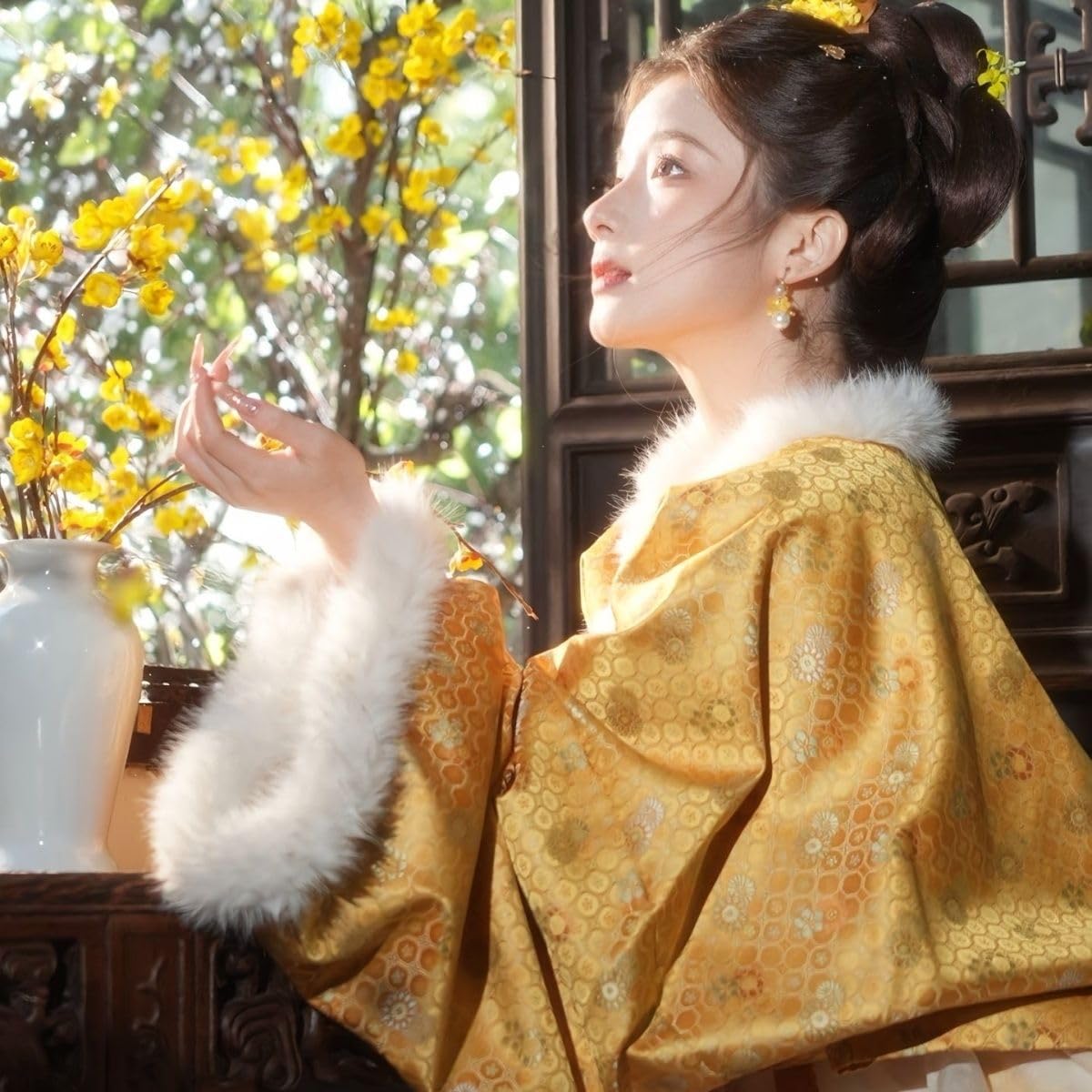 NIBHZ Hanfu, ochrona przed zimnem, zatrzymywanie ciepła, przyjęcie świąteczne, Halloween, fotografia, kostium sceniczny, długi płaszcz,S
