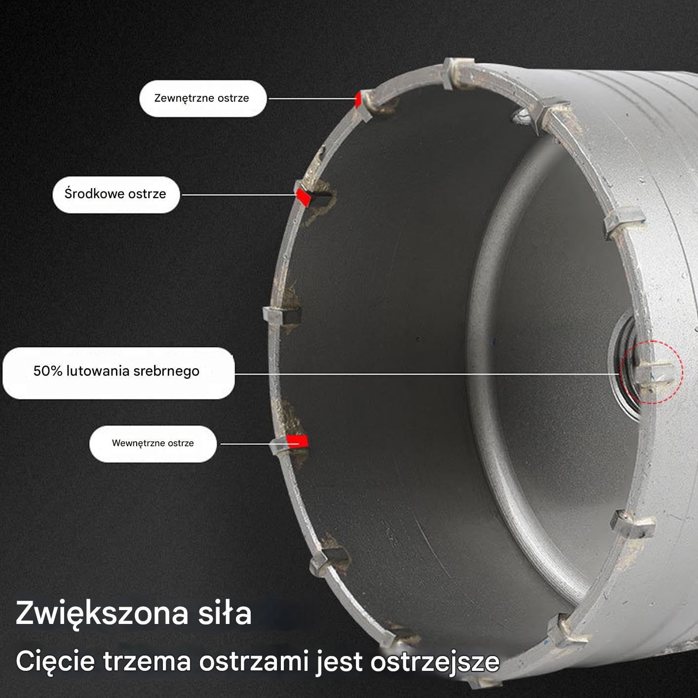 Zestaw otwornic do drewna Stabilne i wytrzymałe narzędzie tnące do cięcia | Uniwersalne wiertło do betonu Akcesoria wiertnicze w pracach konserwacyjnych, elektrycznych i montażu klimatyzacj