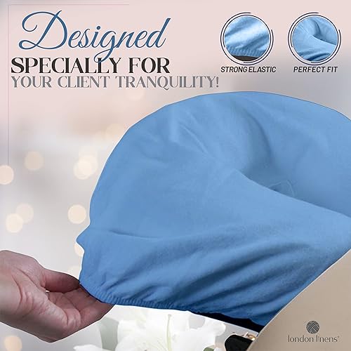 Miniatura 4 de London Linens Paquete de 10 mesas de masaje de franela extra gruesas de alta calidad 100  algodón fundas para cuna cómodas incluye 10 piezas azul